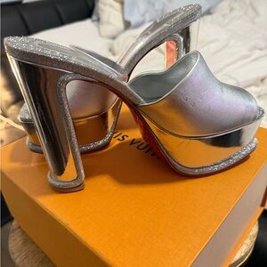 Christian Louboutin Silver Platform Mules